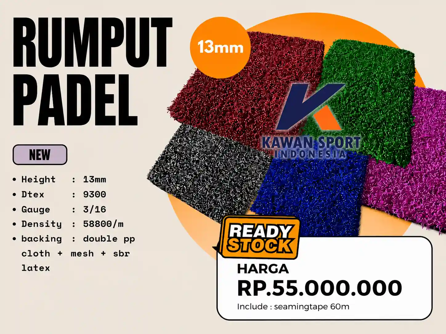 Rumput padel dan material lapangan padel berkualitas